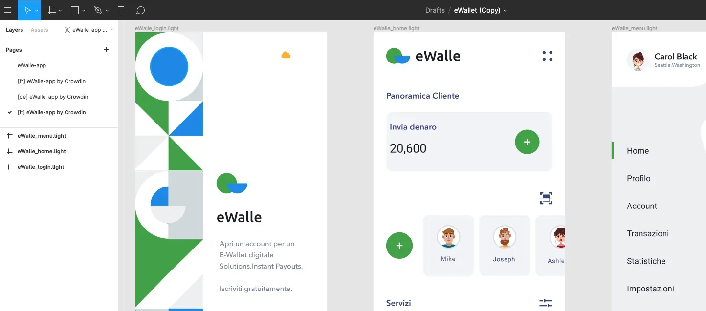 Screenshot of uploaded translations within the Crowdin Figma plugin.